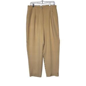 August Silk golden yellow 100% silk straight fully lined pants size 14 pleated